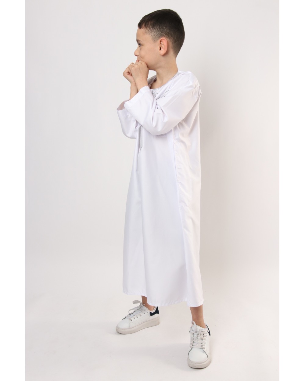 Qamis enfant long Zein quadrillé