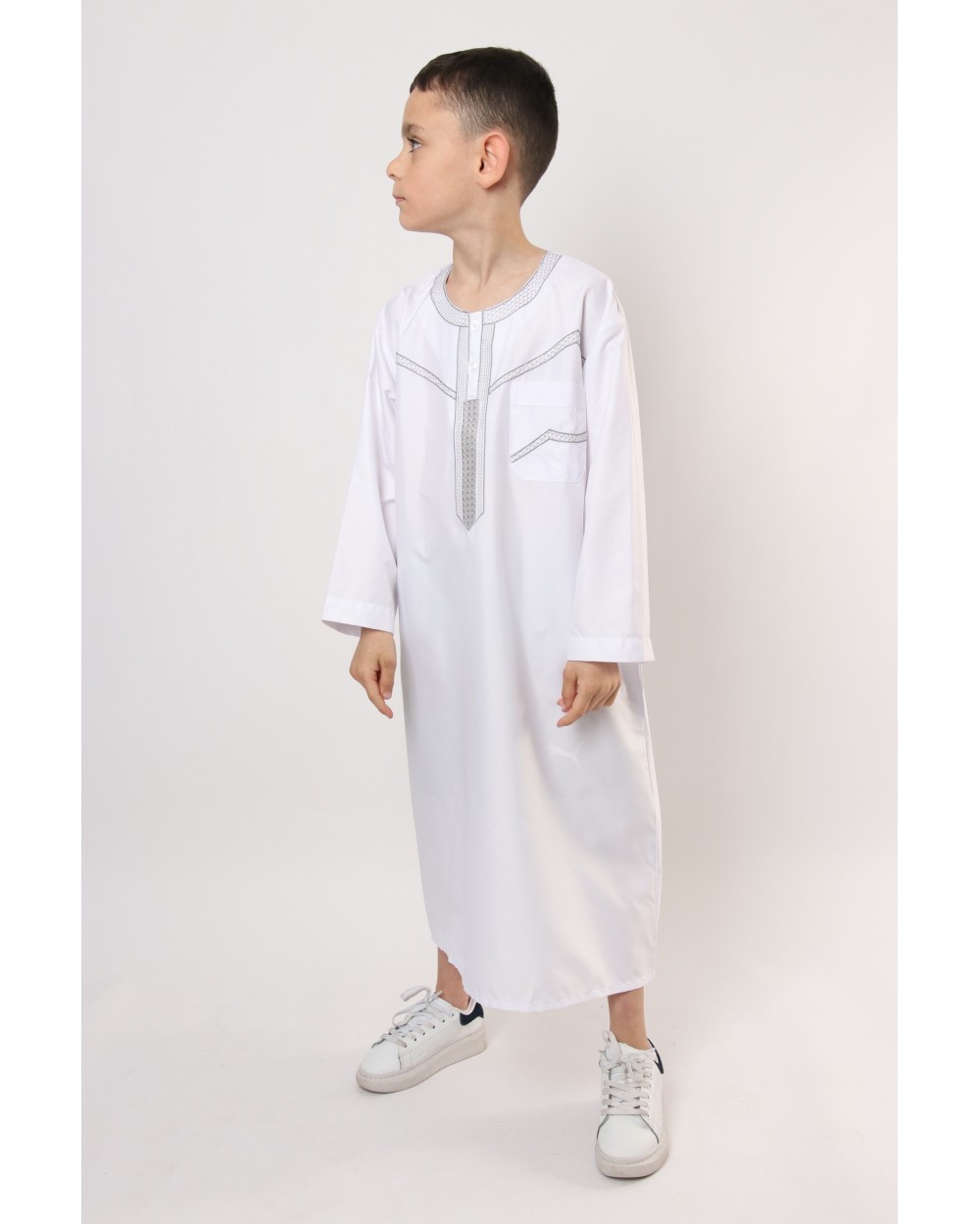 Qamis enfant long Zein quadrillé