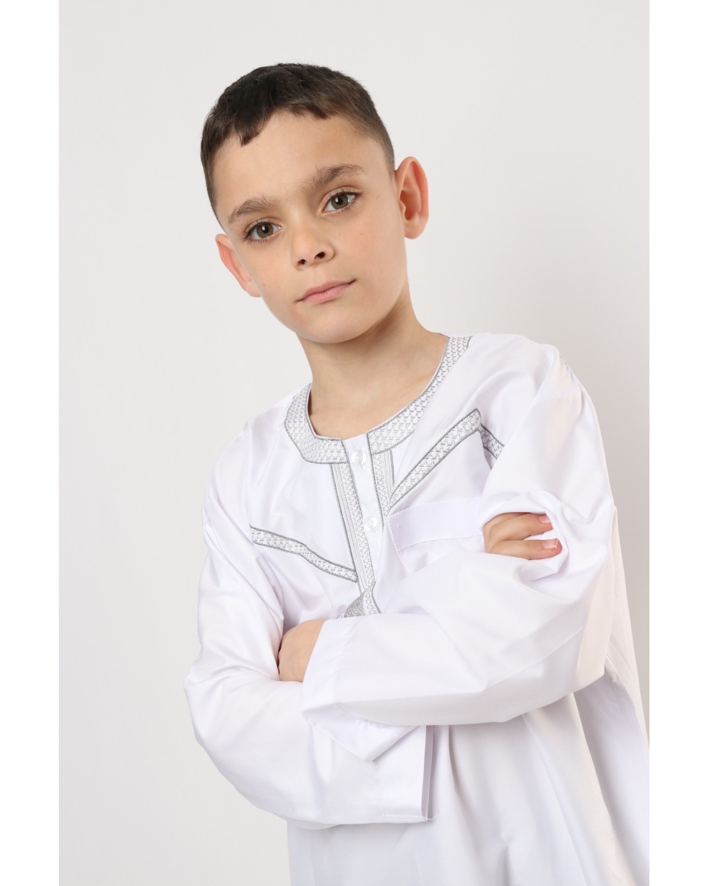 Qamis enfant long Zein quadrillé