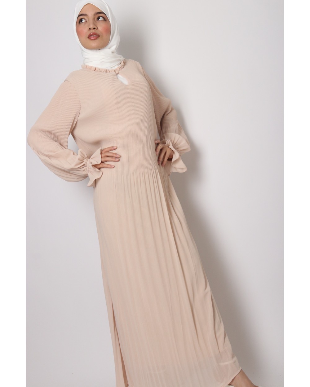 Robe Roswella plissée manches bouffantes