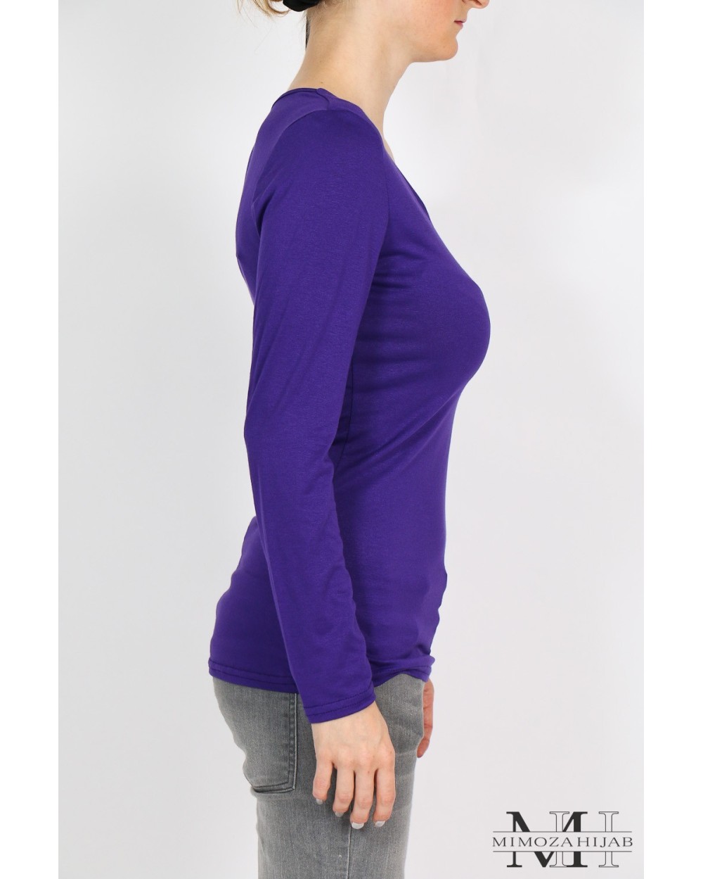 Body manche longue col V