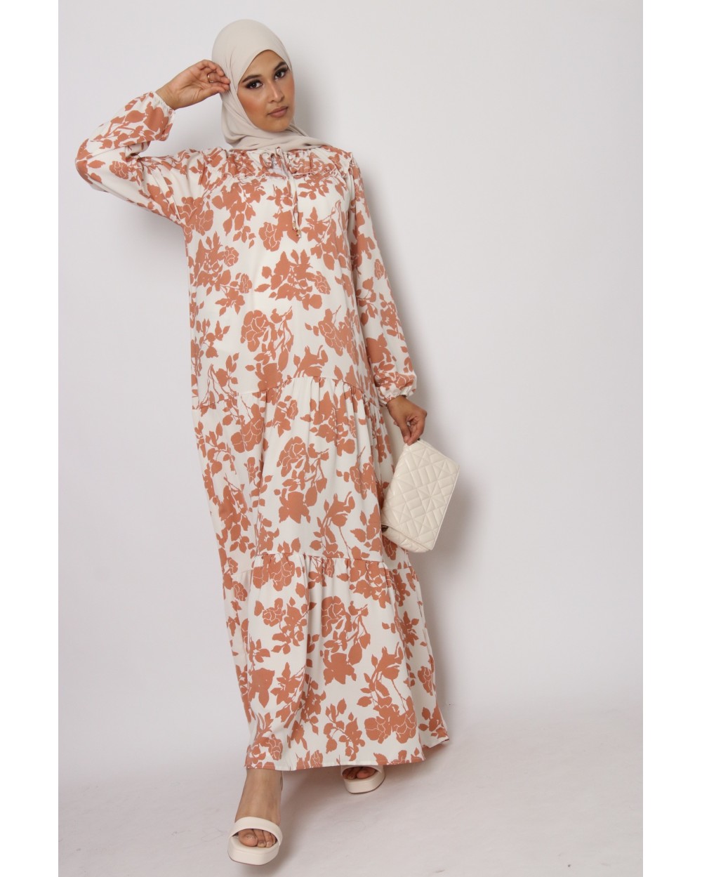 Solène long printed dress