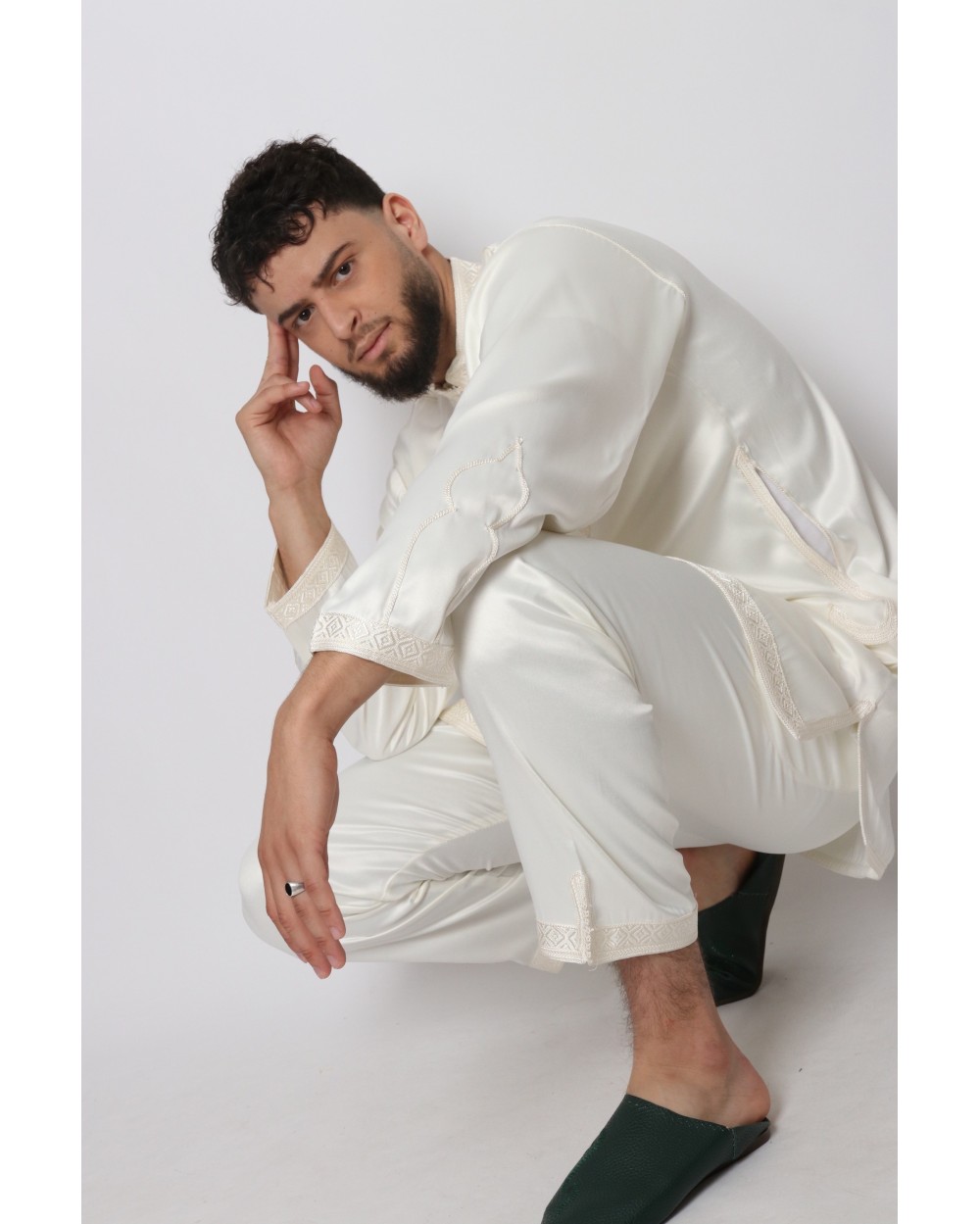 Moroccan jabador for men ecru