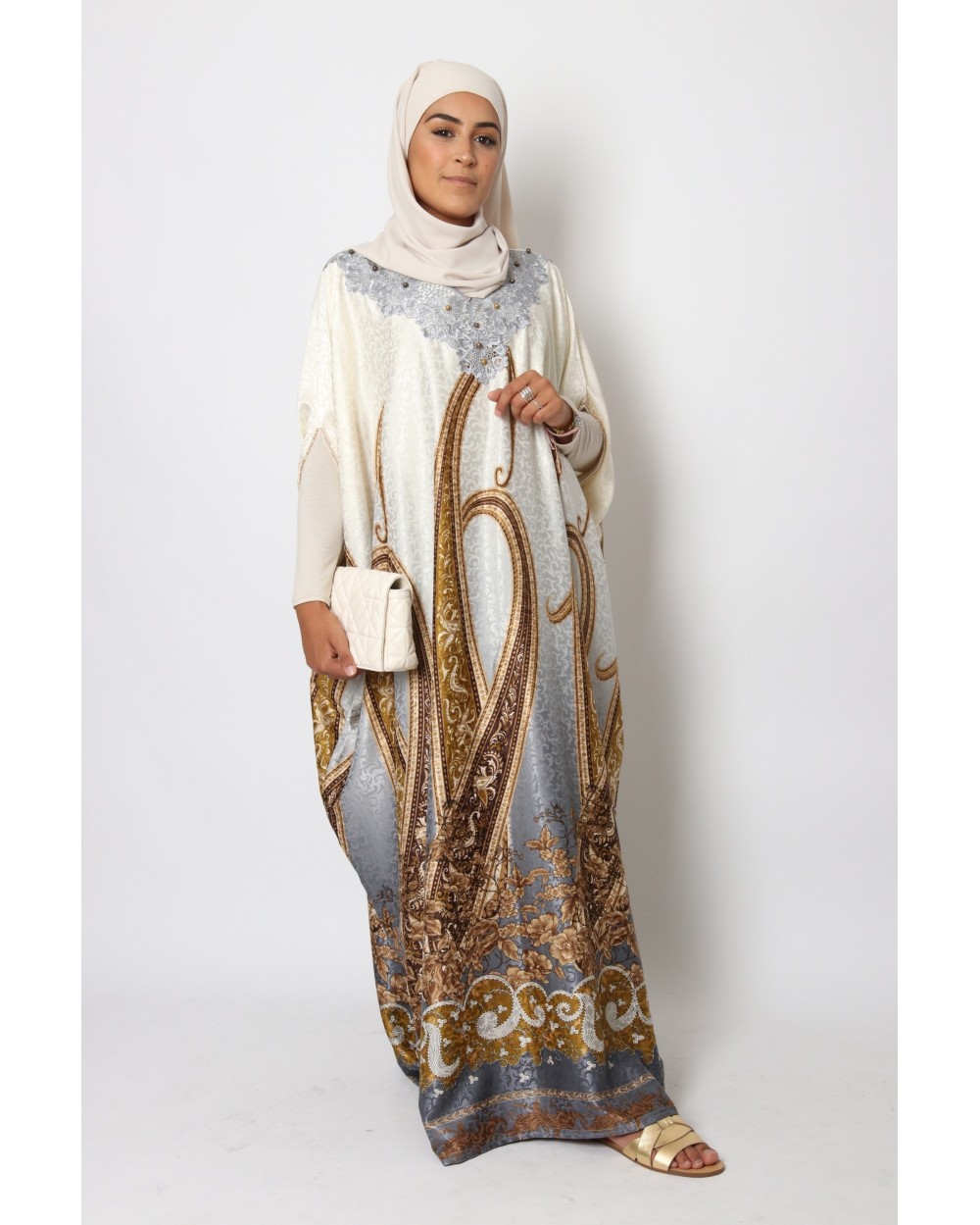 Caftan butterfly dress with paisley motifs