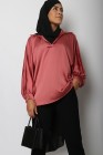 Open-neck satin blouse