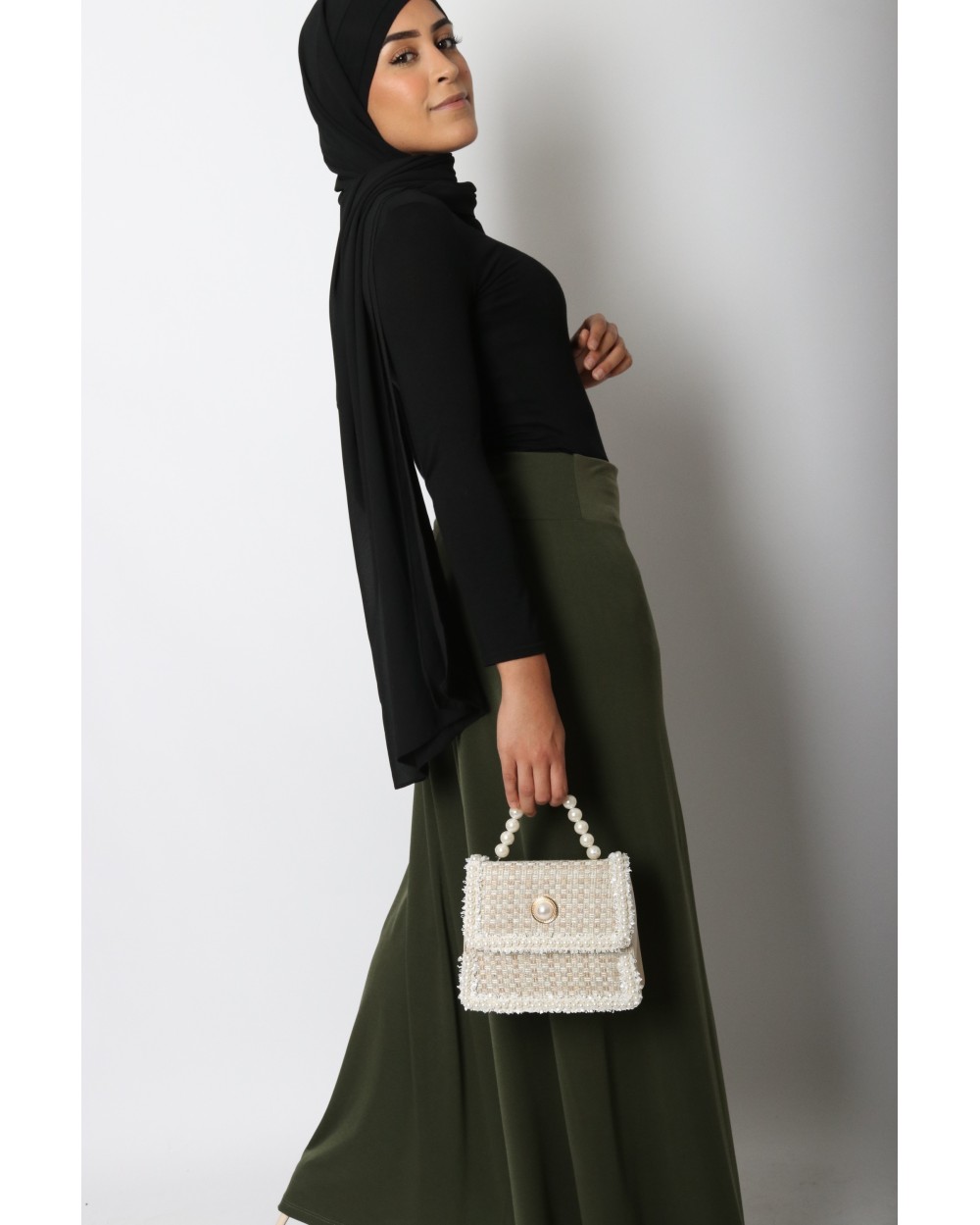 Palazzo pants high waist lycra Color Khaki Color Khaki