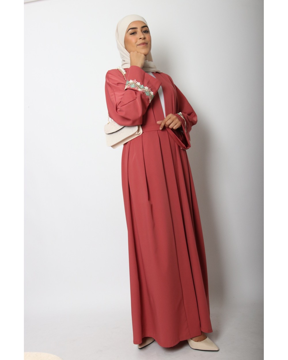 Floral embroidery Kalimeris kimono