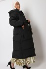 Maxi long down jacket with hood