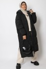 Maxi long down jacket with hood