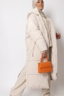Maxi long down jacket with hood