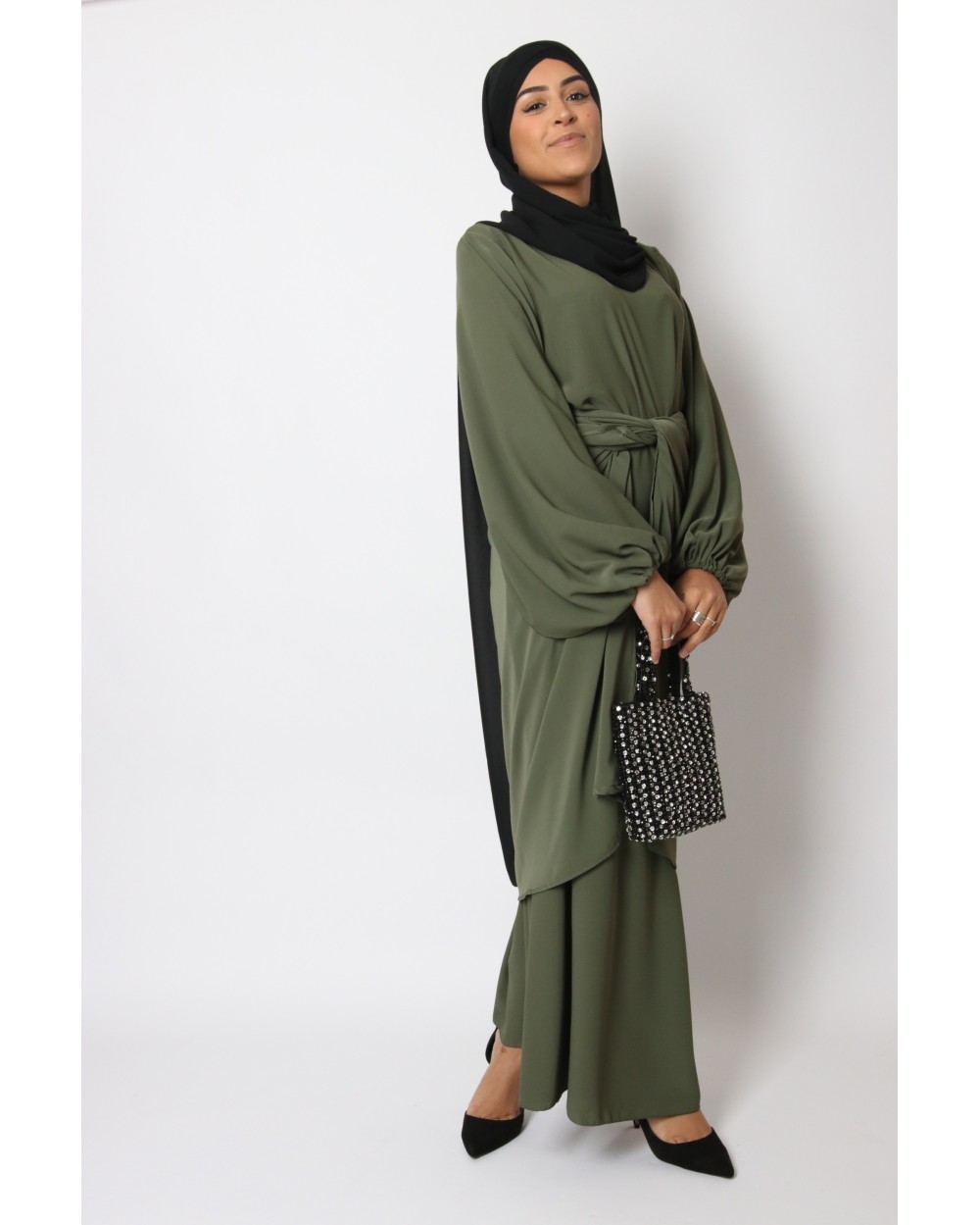 Abaya kimono pan soie de médine