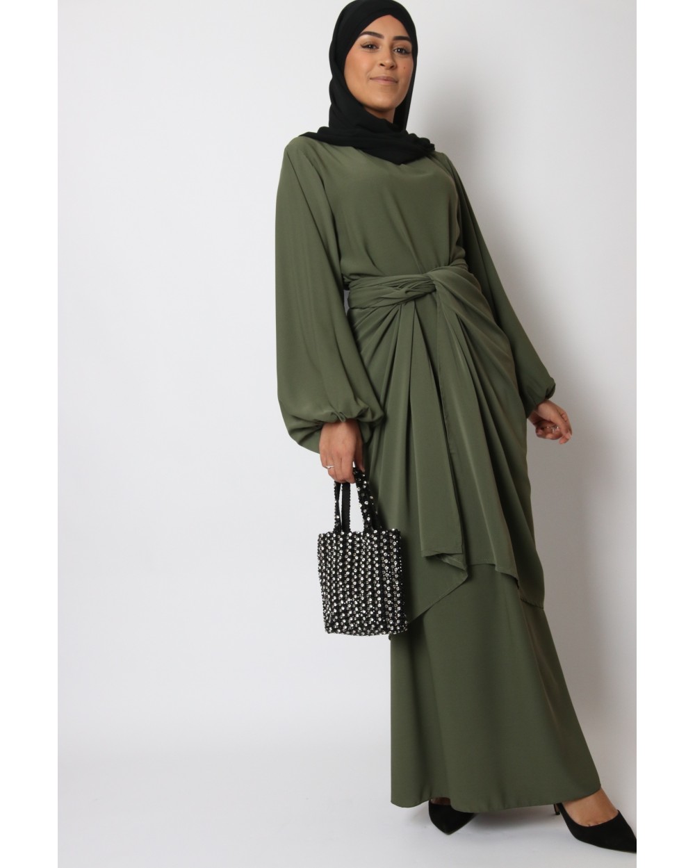 Long dress with twist pan