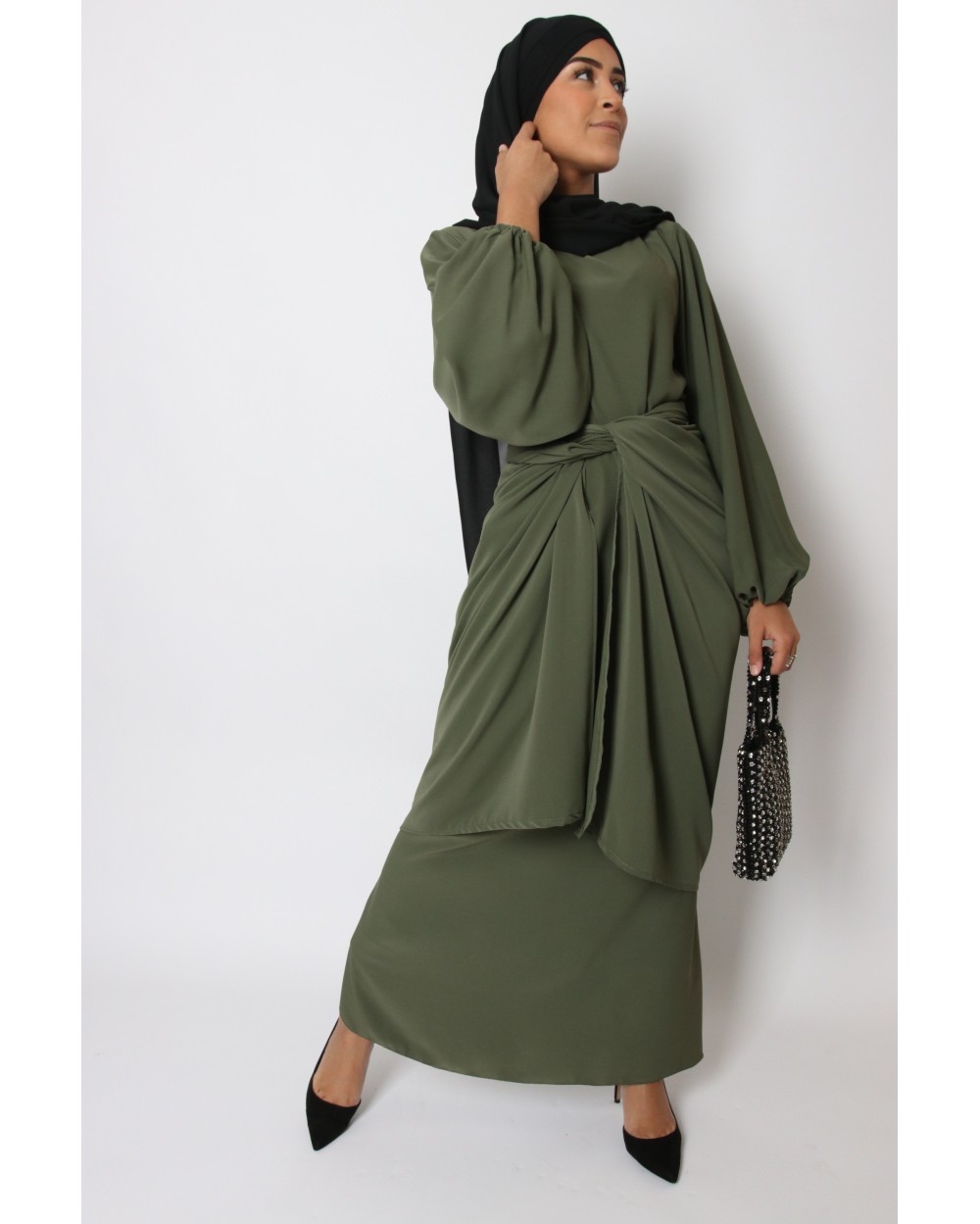 Abaya kimono pan soie de médine