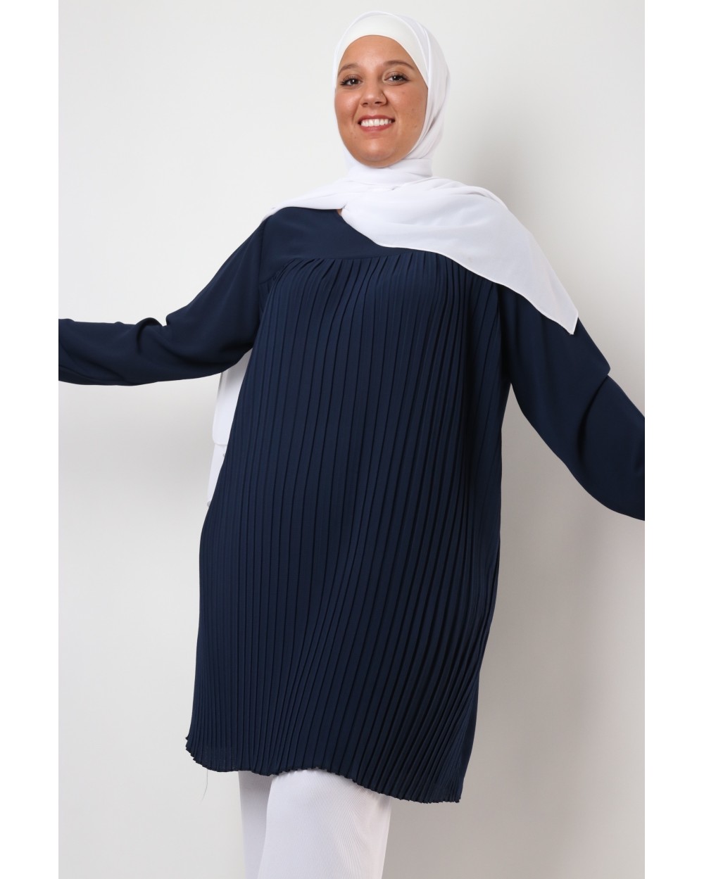 Tunique Triana crêpe plissée grande taille