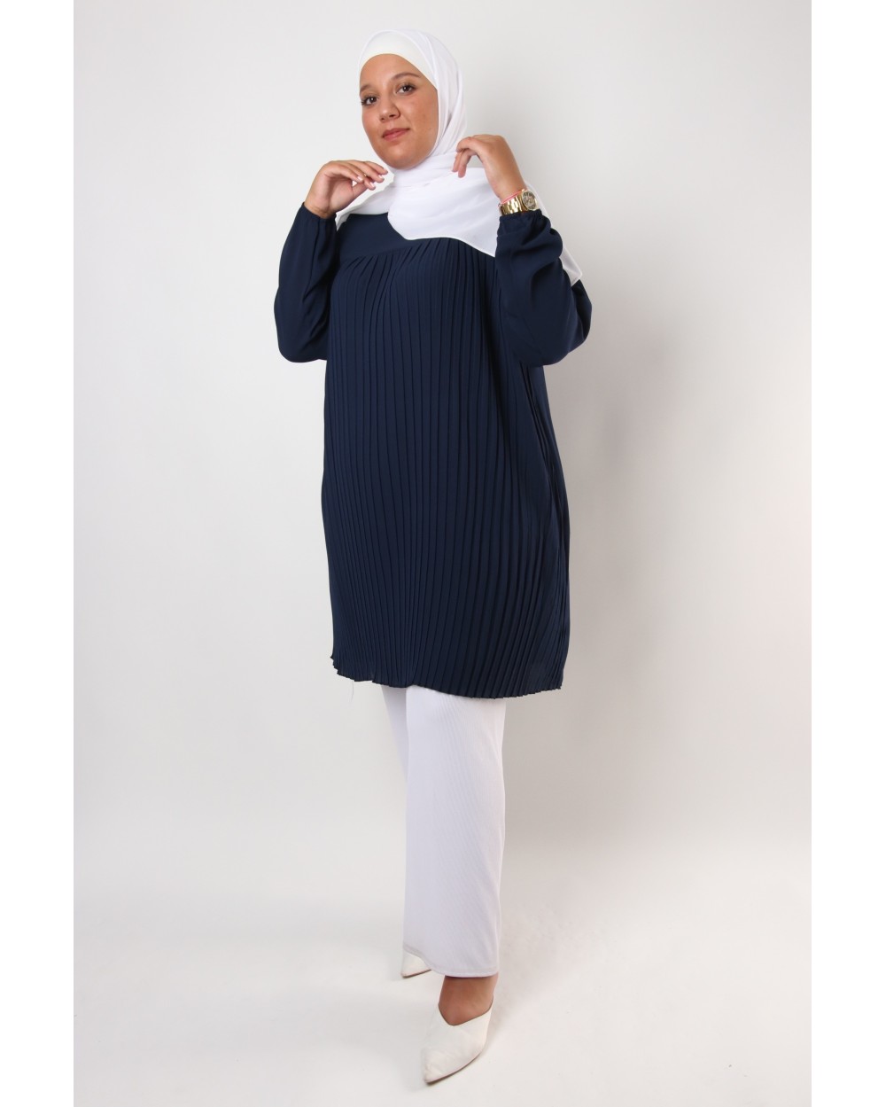 Triana crepe tunic pleated large size