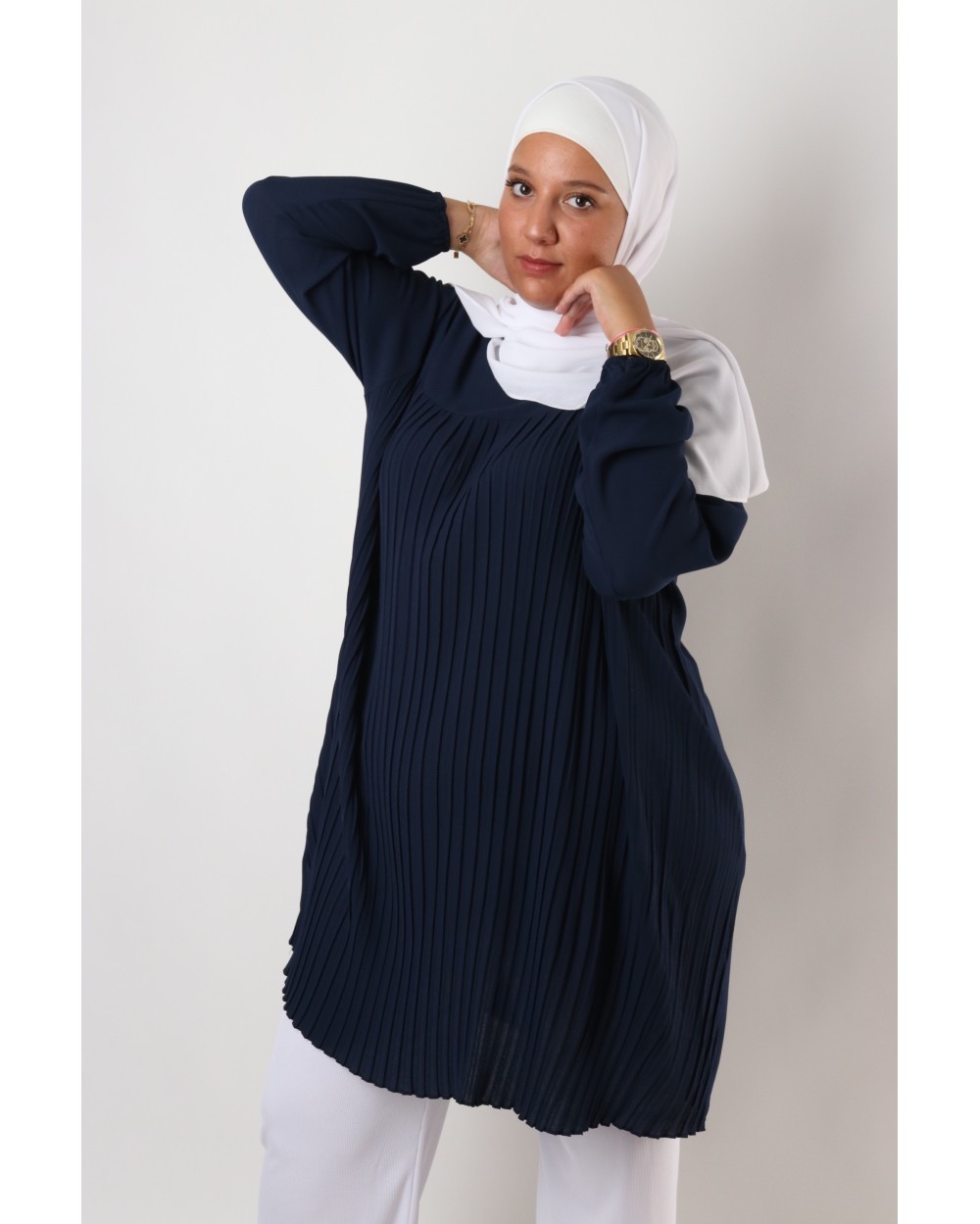 Triana crepe tunic pleated large size