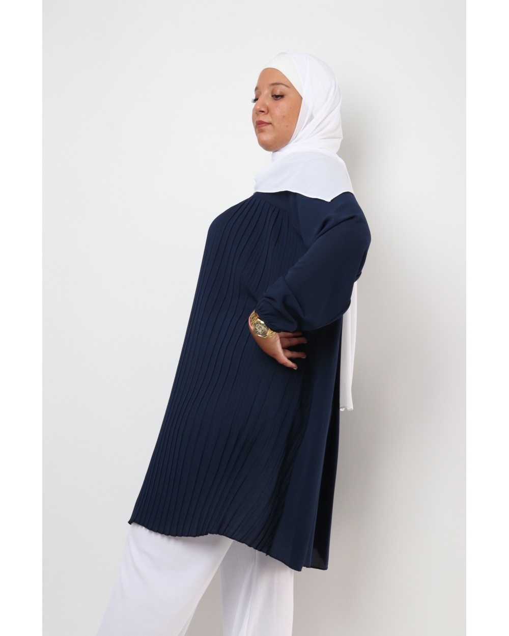 Triana crepe tunic pleated large size