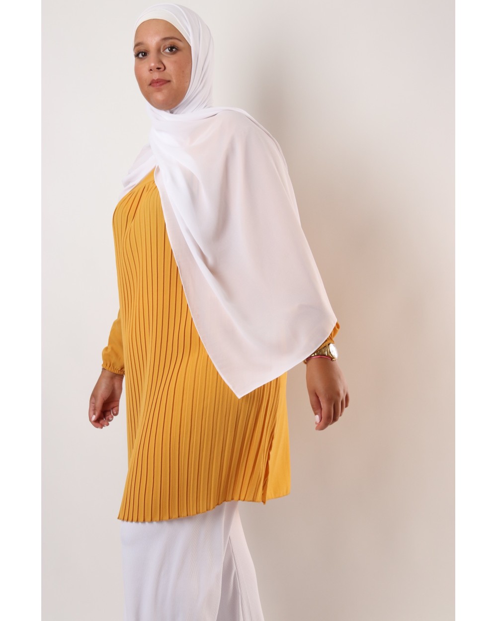 Tunique Triana crêpe plissée grande taille