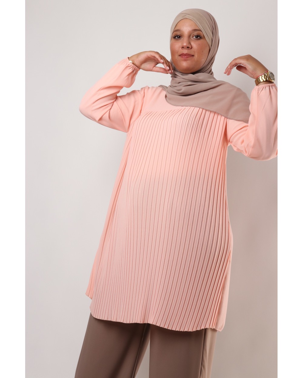 Triana crepe tunic pleated large size