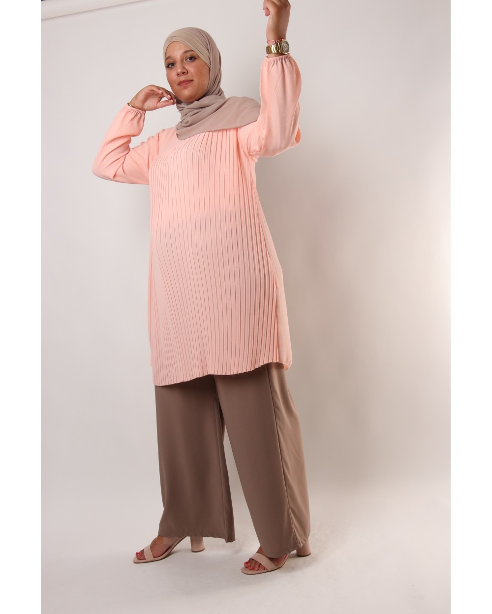 Tunique Triana crêpe plissée grande taille