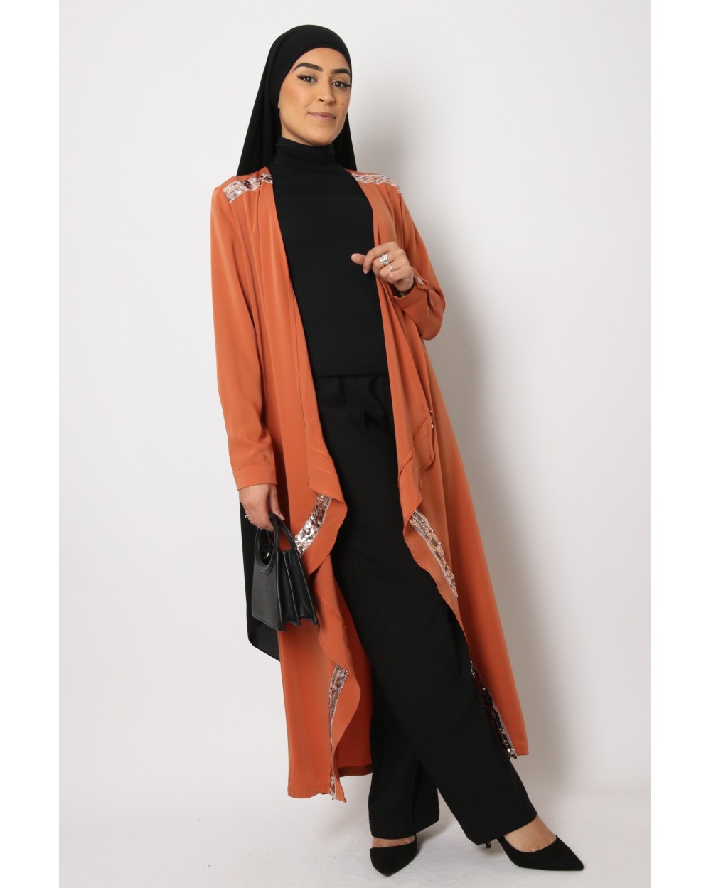 Asymmetric sequin Khawla Kimono