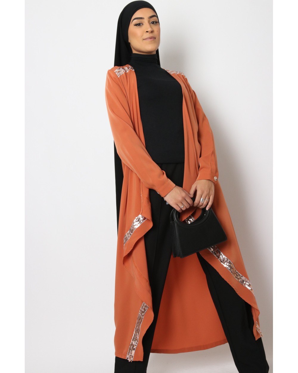 Asymmetric sequin Khawla Kimono