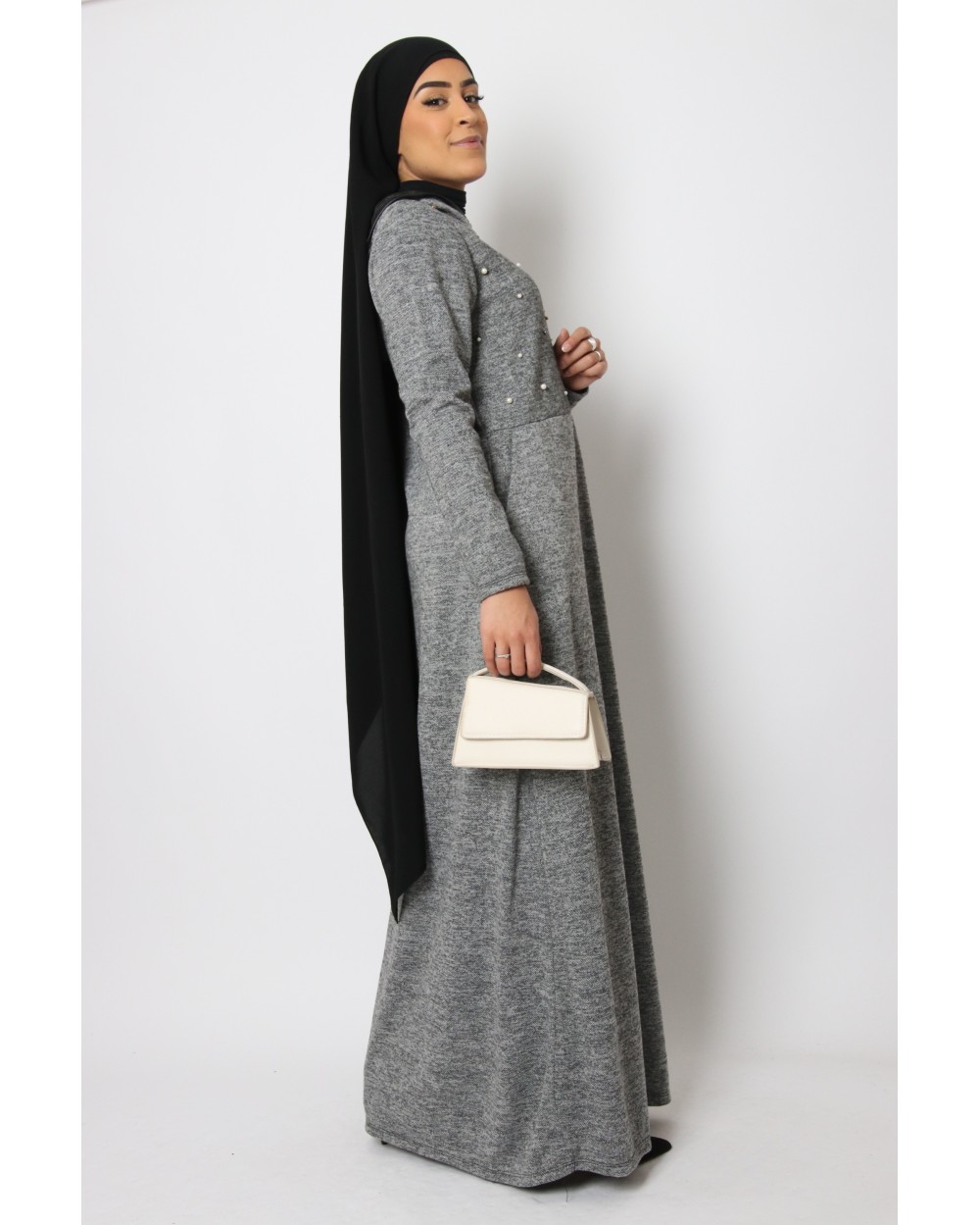 Beaded zip-off dress with hood