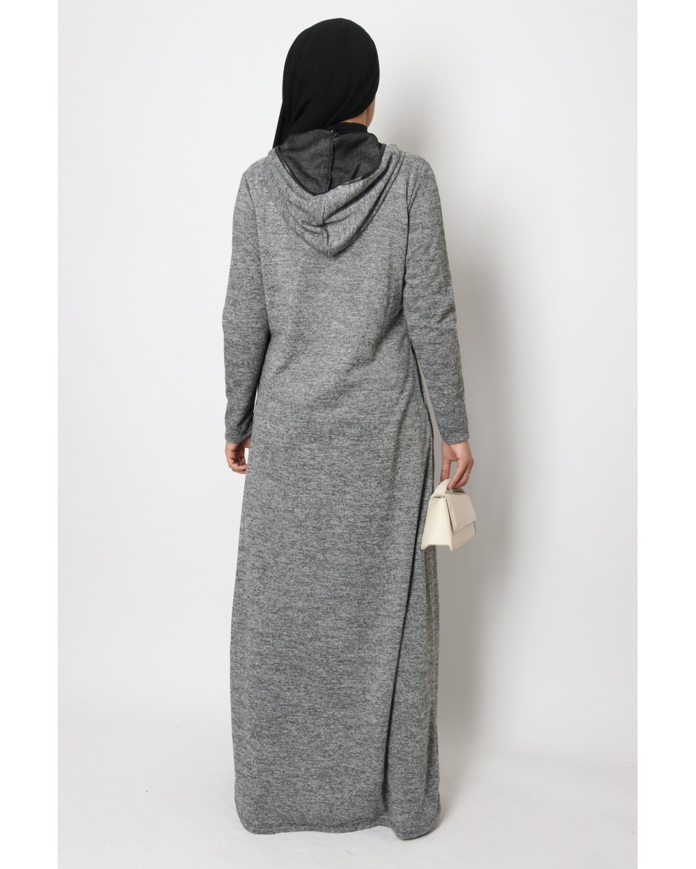 Beaded zip-off dress with hood