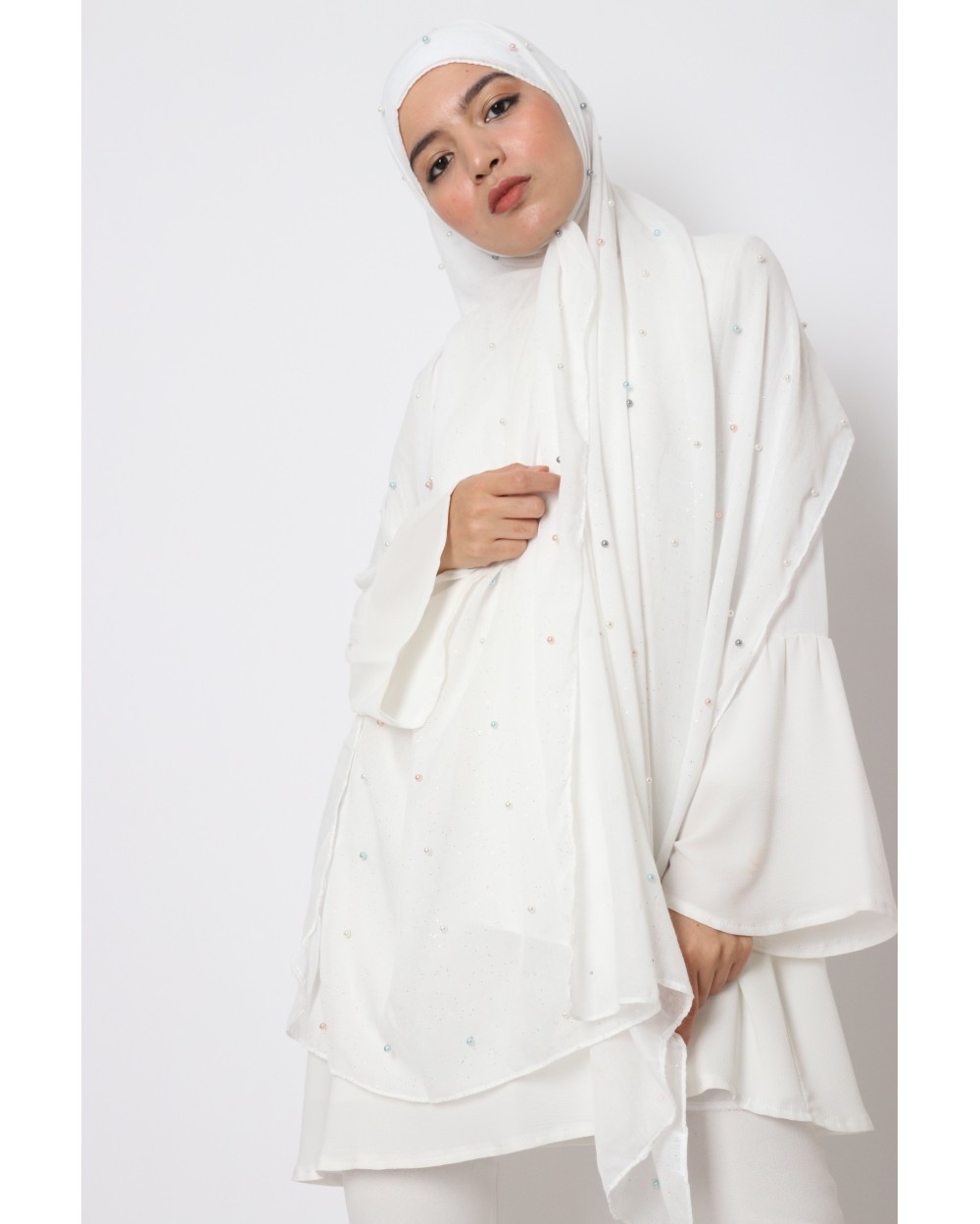 Maxi foulard SHAMY perles colorées et paillettes