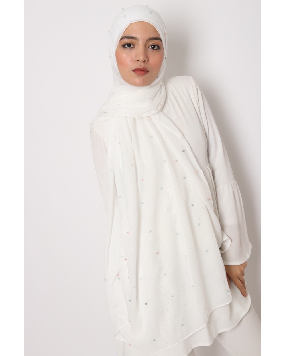 Maxi foulard SHAMY perles colorées et paillettes