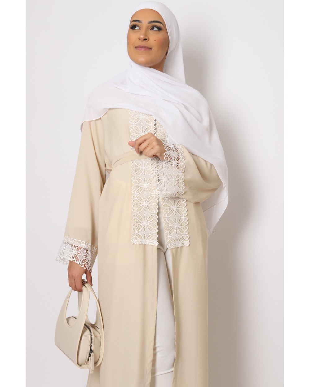 Kimono long Anya with white lace