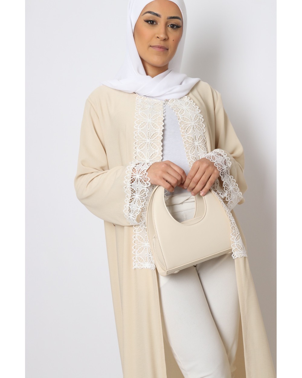 Kimono long Anya with white lace