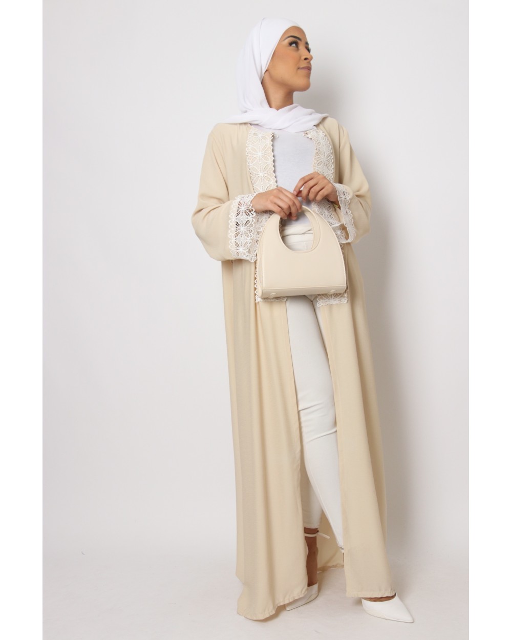 Kimono long Anya with white lace