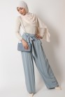 Pantalon large ceinture à nouer