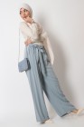 Pantalon large ceinture à nouer