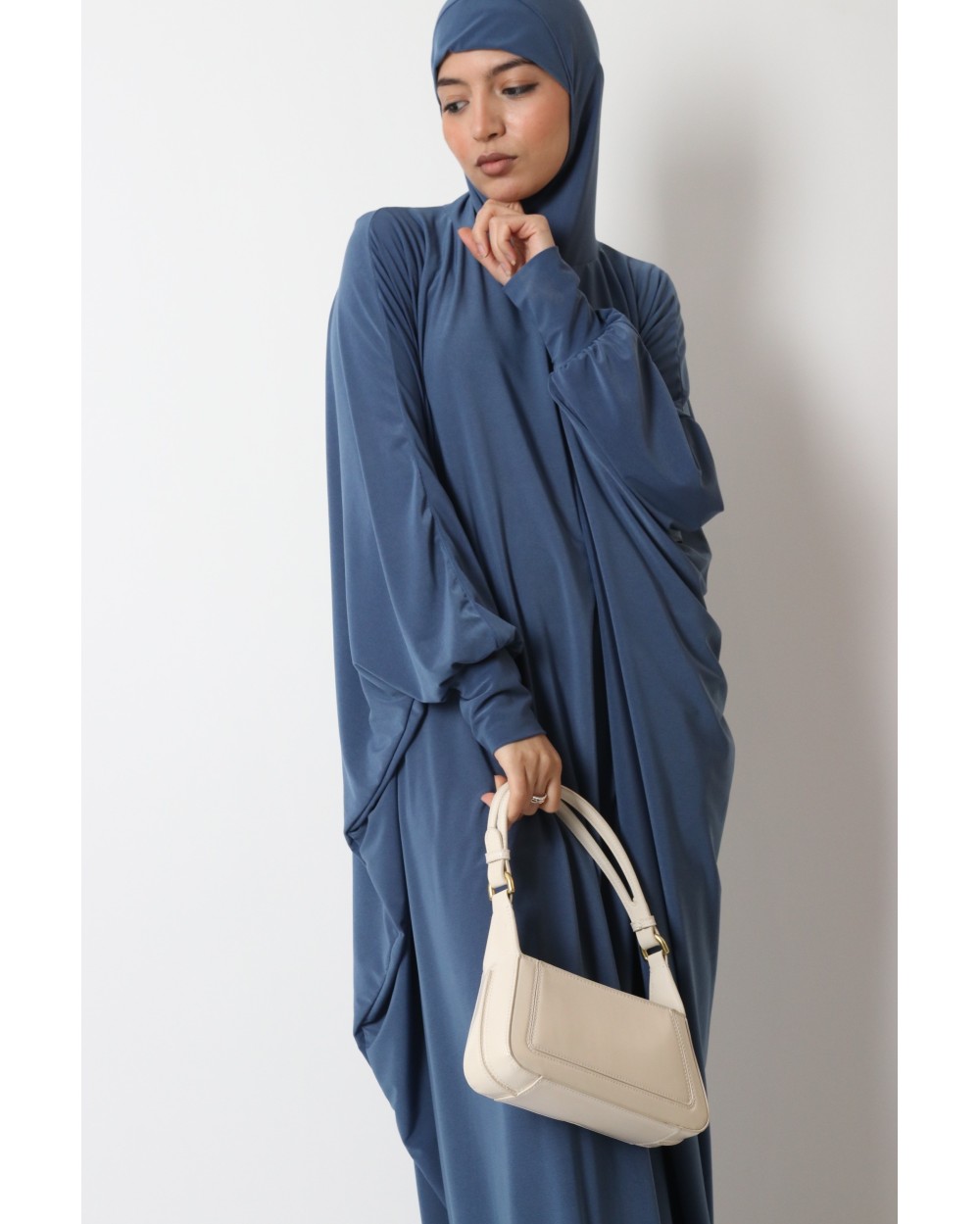 Integrated hooded butterfly abaya