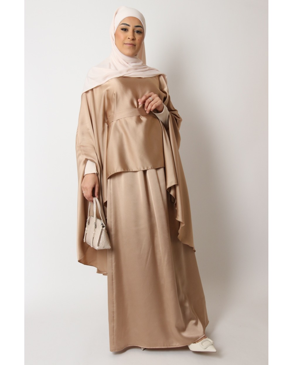 Ensemble tunique papillon jupe satin
