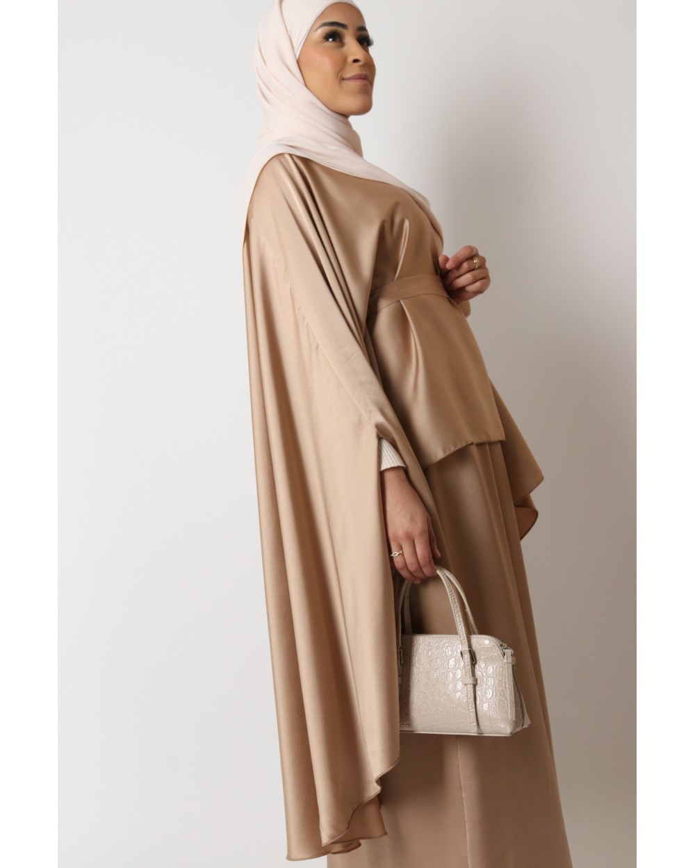 Satin skirt butterfly tunic set