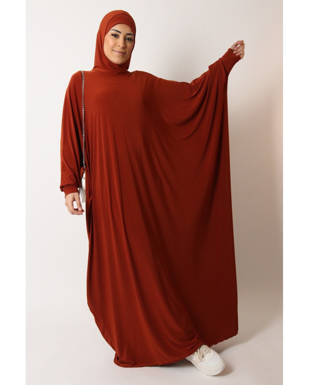 Integrated hooded butterfly abaya