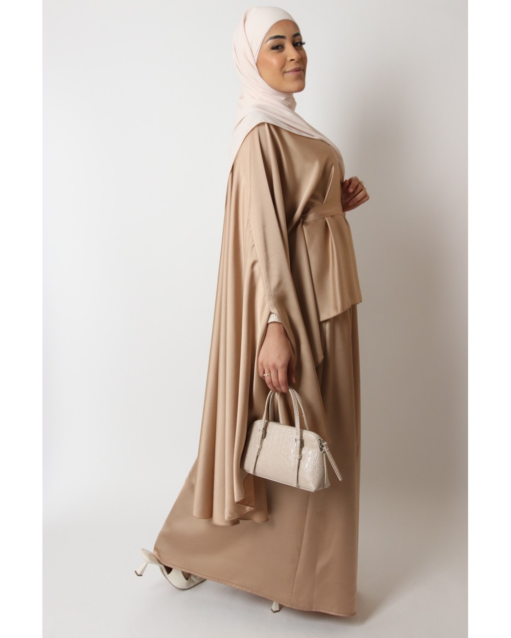 Ensemble tunique papillon jupe satin