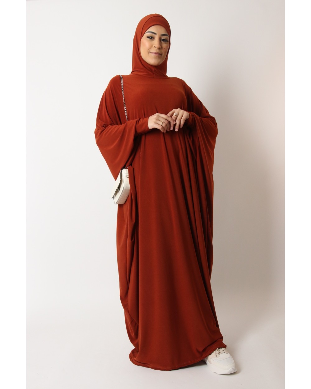 Integrated hooded butterfly abaya