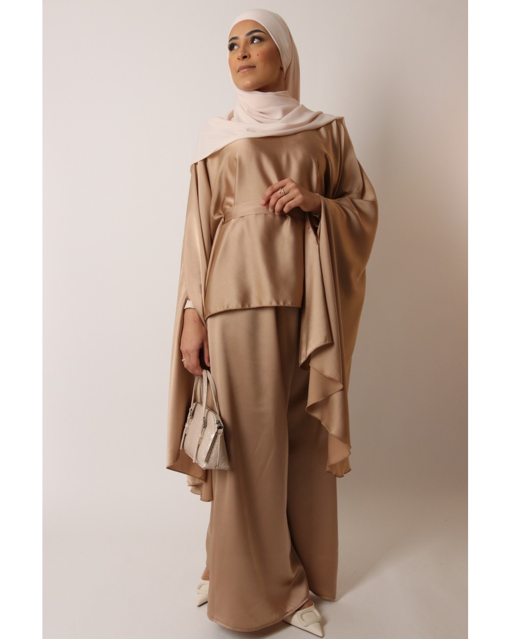 Ensemble tunique papillon jupe satin