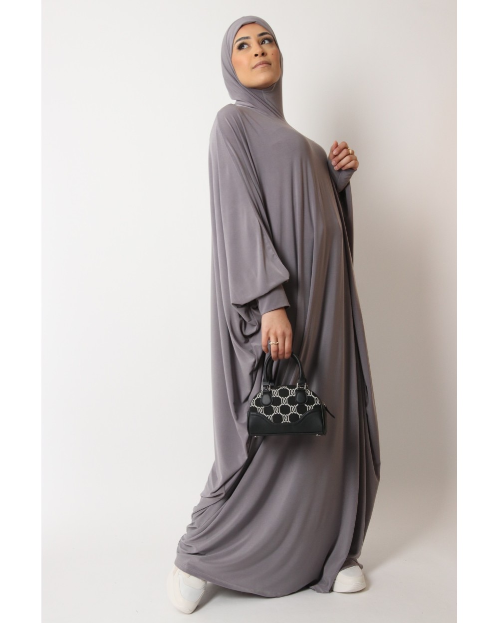 Integrated hooded butterfly abaya