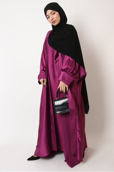 Abaya et kimono satiné avec...