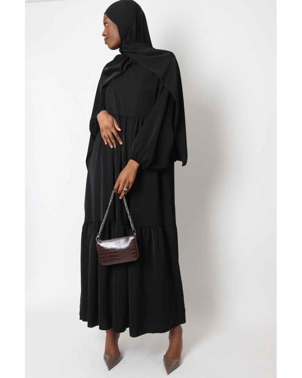 Robe à volants hijab intégré