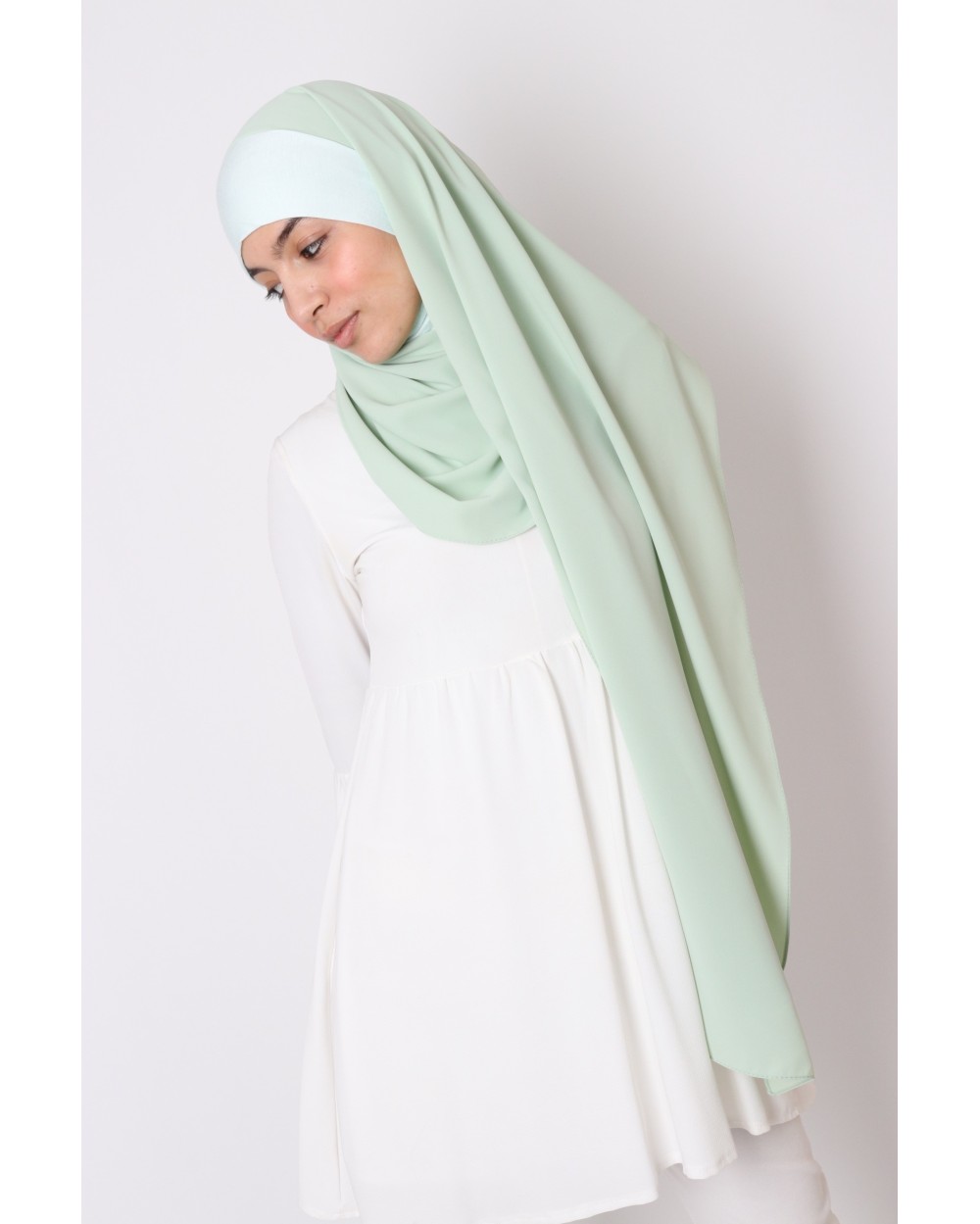 Hijab à enfiler cagoule intégré soie de médine