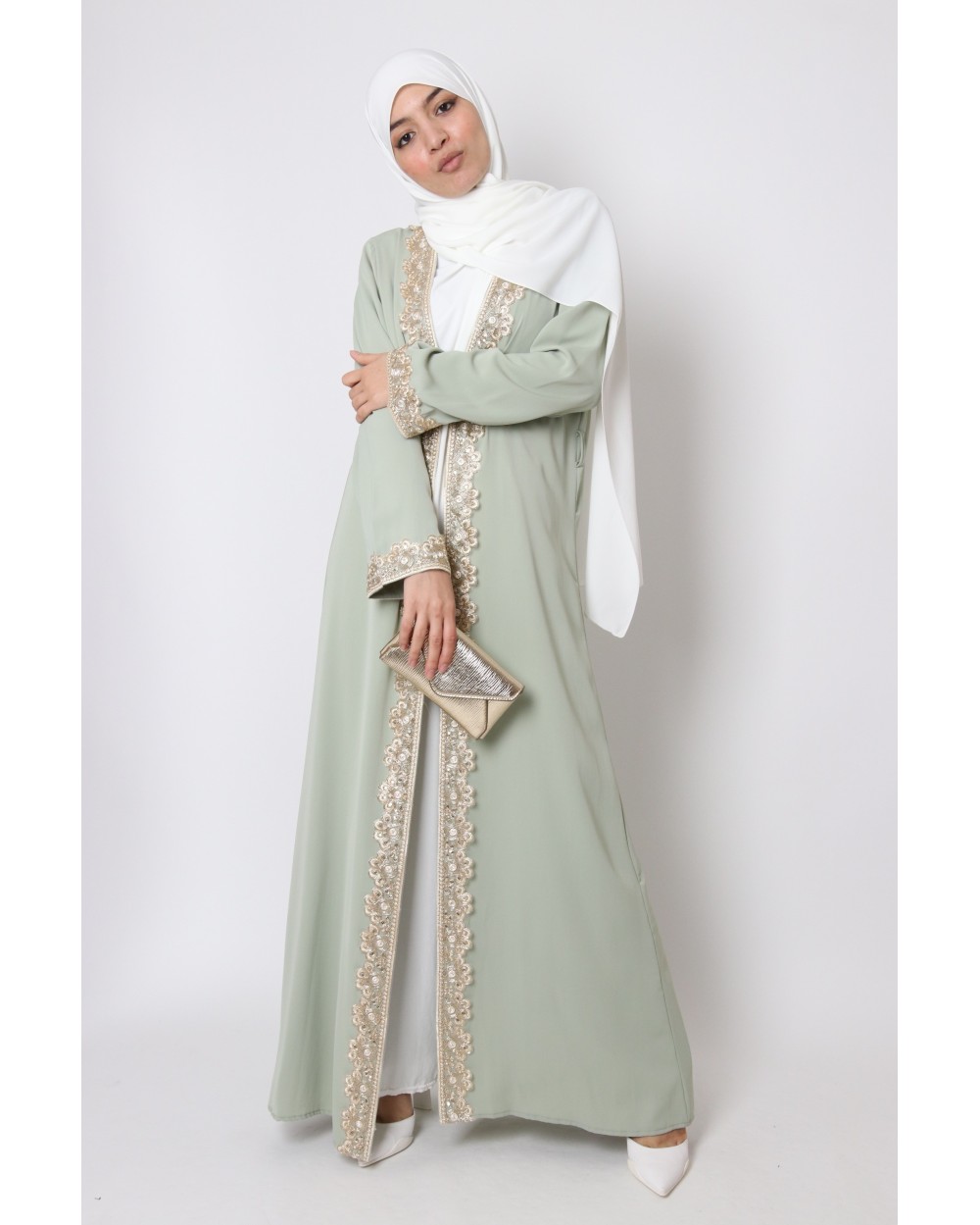 Medina silk lace Kaftan kimono