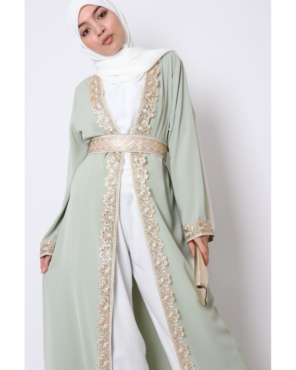 Medina silk lace Kaftan kimono