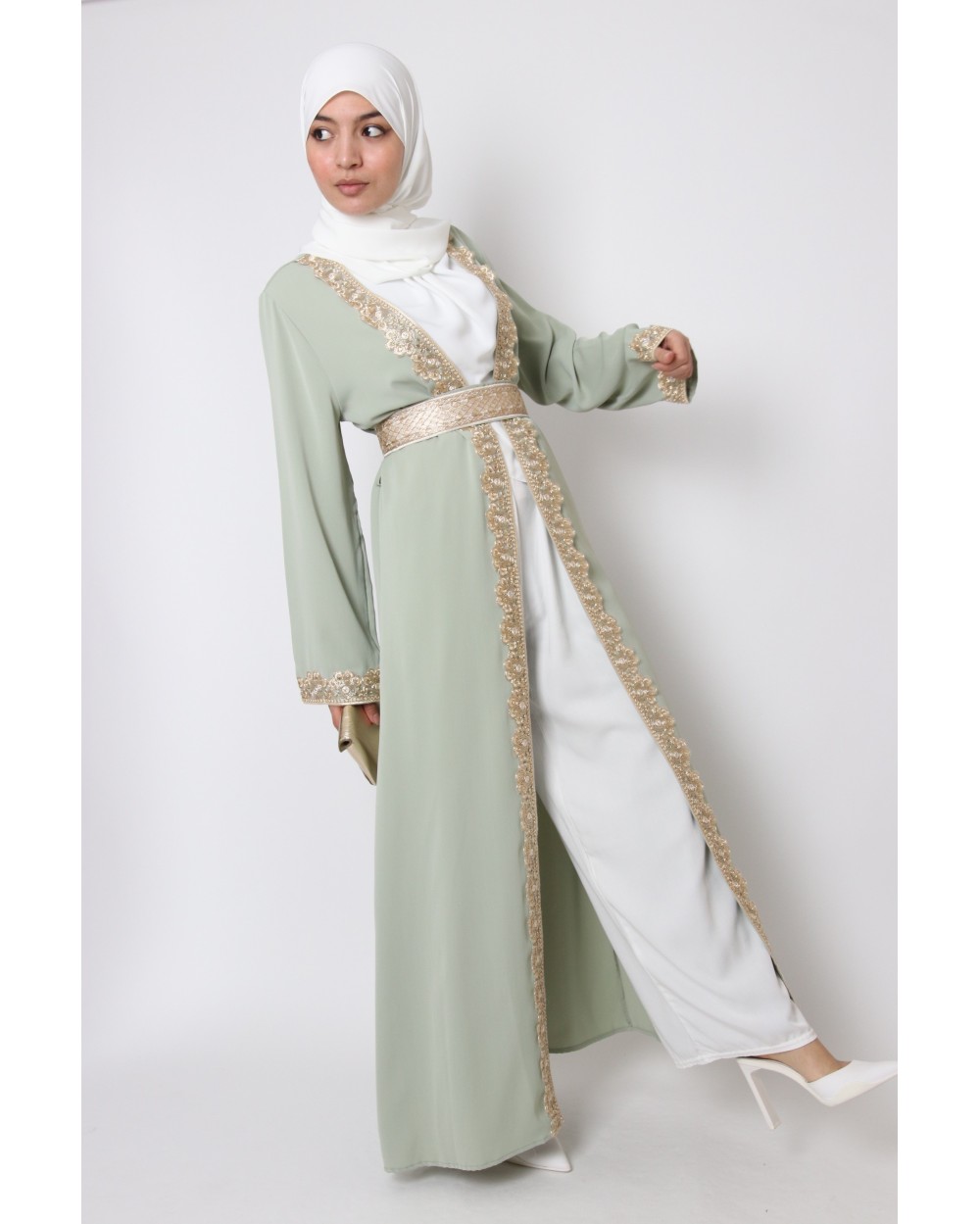 Medina silk lace Kaftan kimono