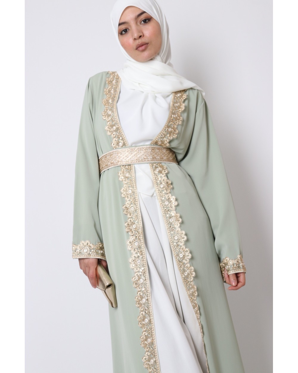 Medina silk lace Kaftan kimono